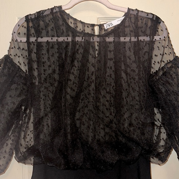 Zara Sheer Black Polka Dot Puff Sleeve Dress.
Size M. - Picture 9 of 13